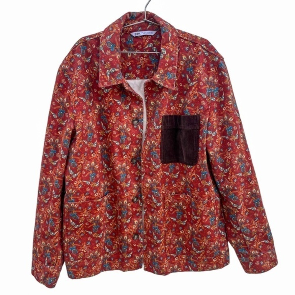NEW Zara Men’s Multicolor Floral Print Button Up Jacket